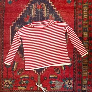 R&D.M.Co. (Old Man's Tailor) Red & White Striped Boatneck Shirt - Small - Japan